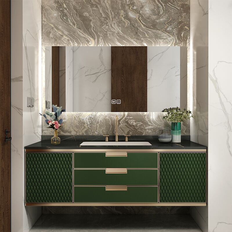 Gorgeous Green Sink Vanity Wall Mount Wooden Bathroom Vanity with Drawers