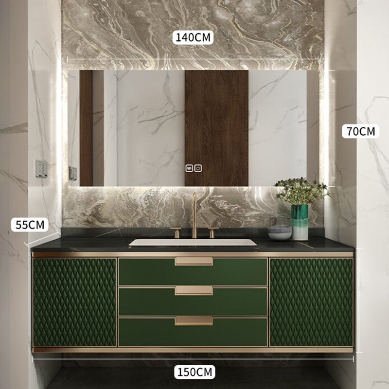 Gorgeous Green Sink Vanity Wall Mount Wooden Bathroom Vanity with Drawers