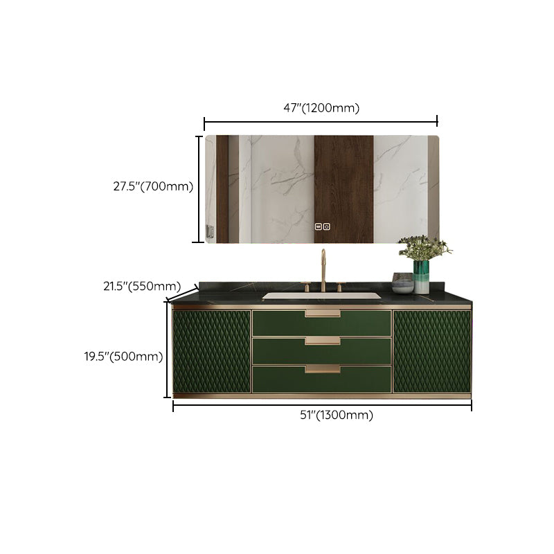 Gorgeous Green Sink Vanity Wall Mount Wooden Bathroom Vanity with Drawers