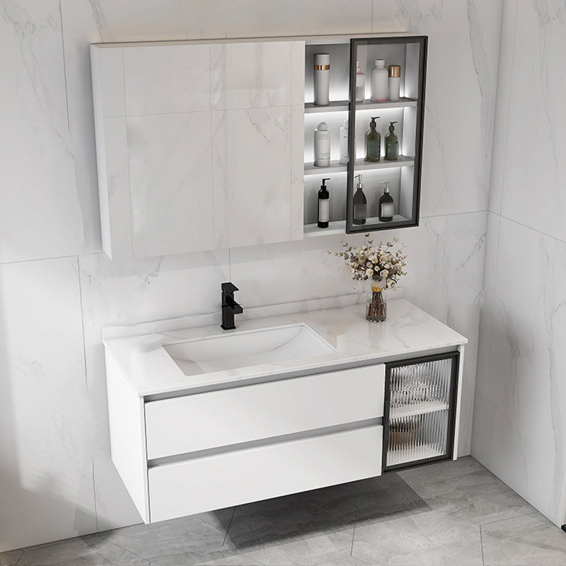 Contemporary White Sink Cabinet Bathroom Vanity Cabinet with Mirror Cabinet