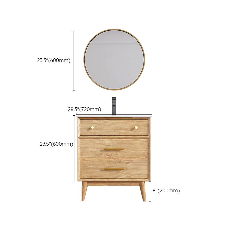 Freestanding Drawers Bath Vanity Wood Rectangle Single Sink Mirror Bathroom Vanity