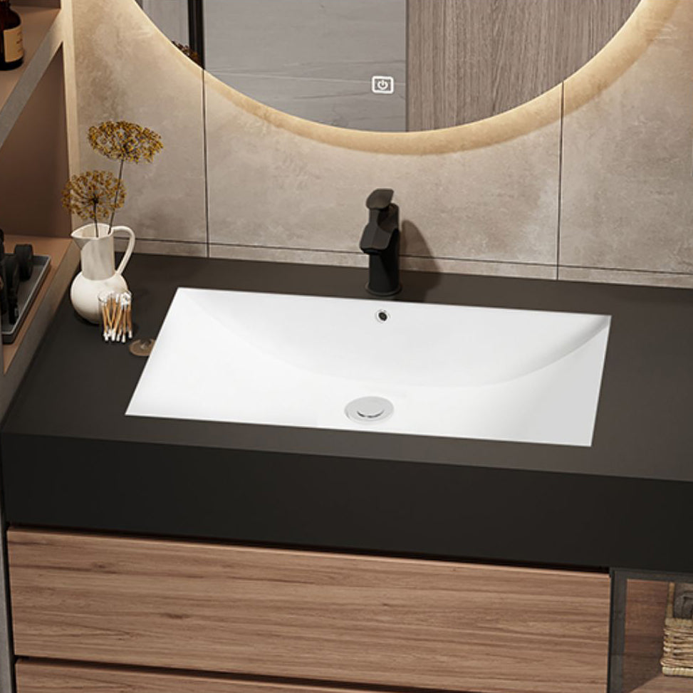 Waterproof Vanity Single Sink Drawers Wood Frame Wall-Mounted Vanity with Mirror