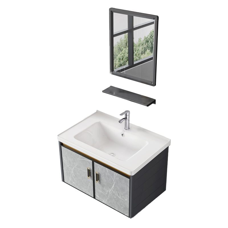 Wall Mounted Vanity Set Drawers Ceramic Sink Faucet Vanity Set with Mirror