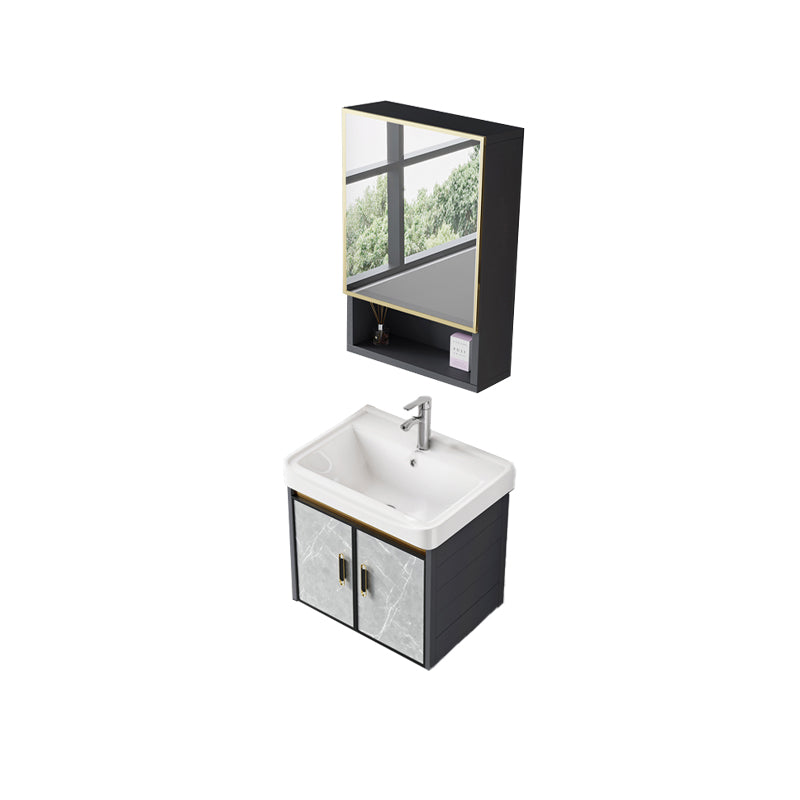 Wall Mounted Vanity Set Drawers Ceramic Sink Faucet Vanity Set with Mirror