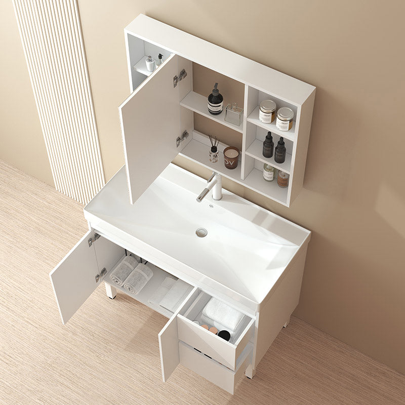 Wooden Sink Vanity Modern White Single-Sink Rectangular Vanity Set