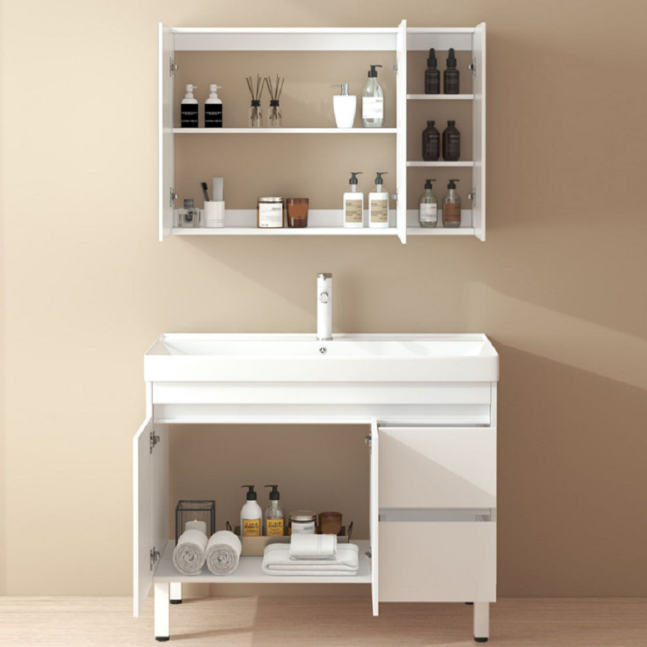 Wooden Sink Vanity Modern White Single-Sink Rectangular Vanity Set