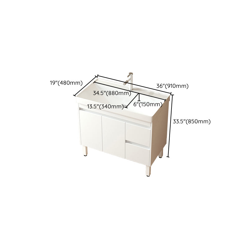 Wooden Sink Vanity Modern White Single-Sink Rectangular Vanity Set