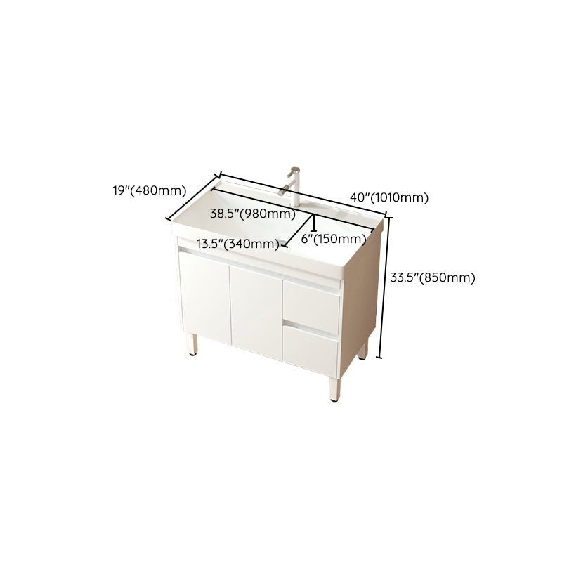 Wooden Sink Vanity Modern White Single-Sink Rectangular Vanity Set