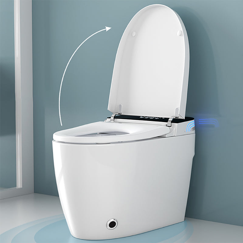 Elongated Floor Mount Bidet in White Egg Shaped Smart Bidet with Heated Seat