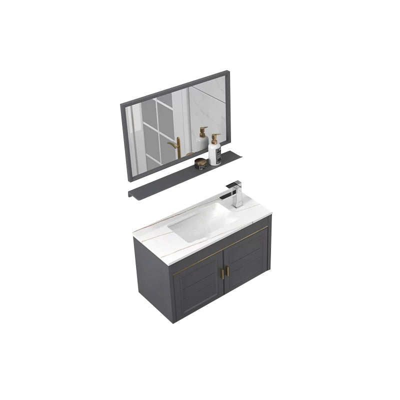 Glam Single Sink Vanity Wall Mount Metal Base Rectangular Bath Vanity