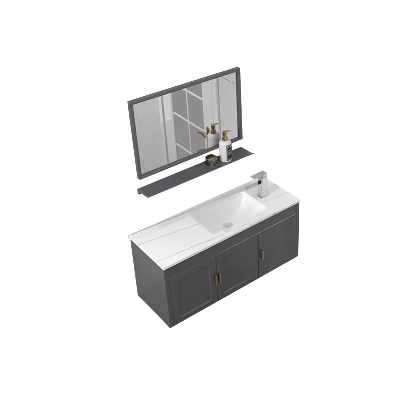 Glam Single Sink Vanity Wall Mount Metal Base Rectangular Bath Vanity