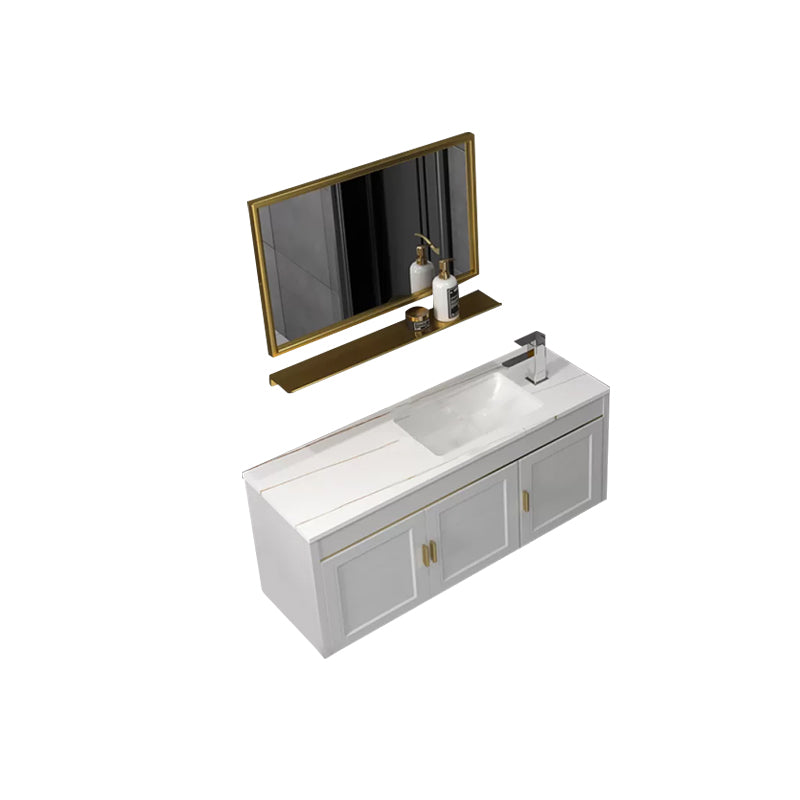 Glam Single Sink Vanity Wall Mount Metal Base Rectangular Bath Vanity