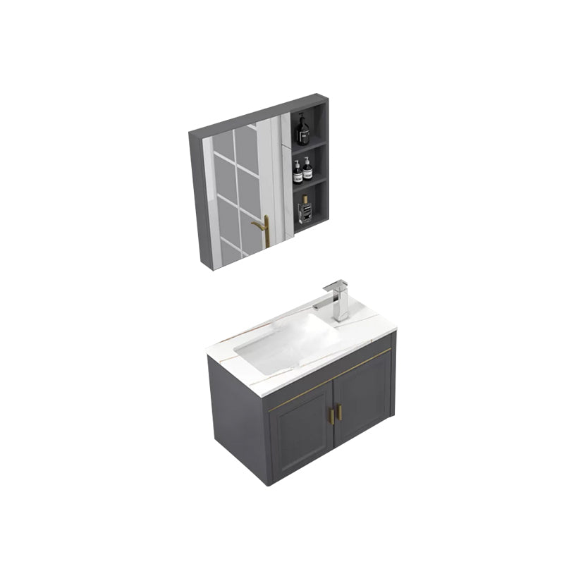 Glam Single Sink Vanity Wall Mount Metal Base Rectangular Bath Vanity