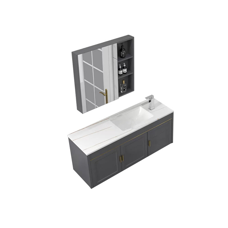 Glam Single Sink Vanity Wall Mount Metal Base Rectangular Bath Vanity