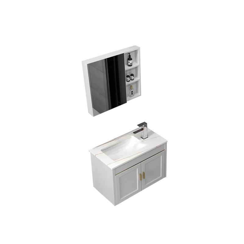 Glam Single Sink Vanity Wall Mount Metal Base Rectangular Bath Vanity