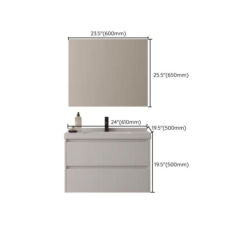 Wall Mount Bathroom Vanity Modern White Ceramic Top Single-Sink Vanity Set