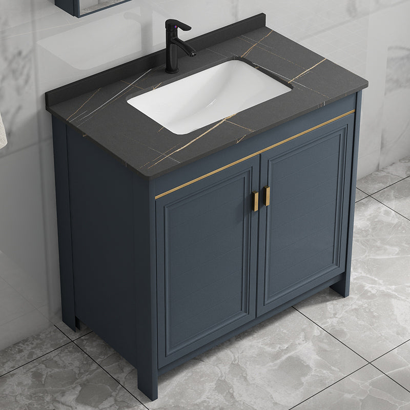 Freestanding Bathroom Vanity Single-Sink Glam Metal Base Rectangular Vanity Set