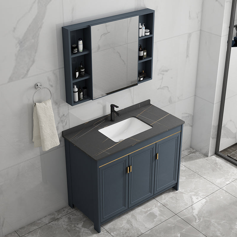 Freestanding Bathroom Vanity Single-Sink Glam Metal Base Rectangular Vanity Set