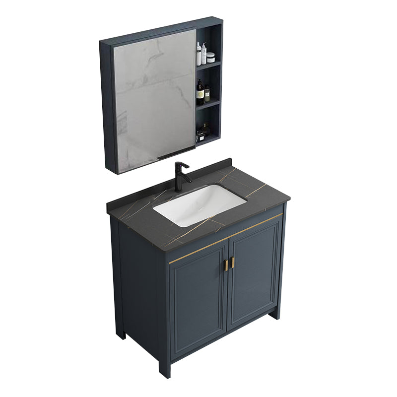 Freestanding Bathroom Vanity Single-Sink Glam Metal Base Rectangular Vanity Set