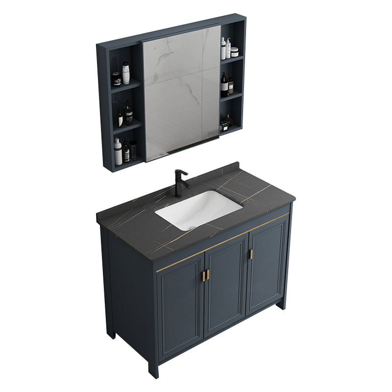 Freestanding Bathroom Vanity Single-Sink Glam Metal Base Rectangular Vanity Set