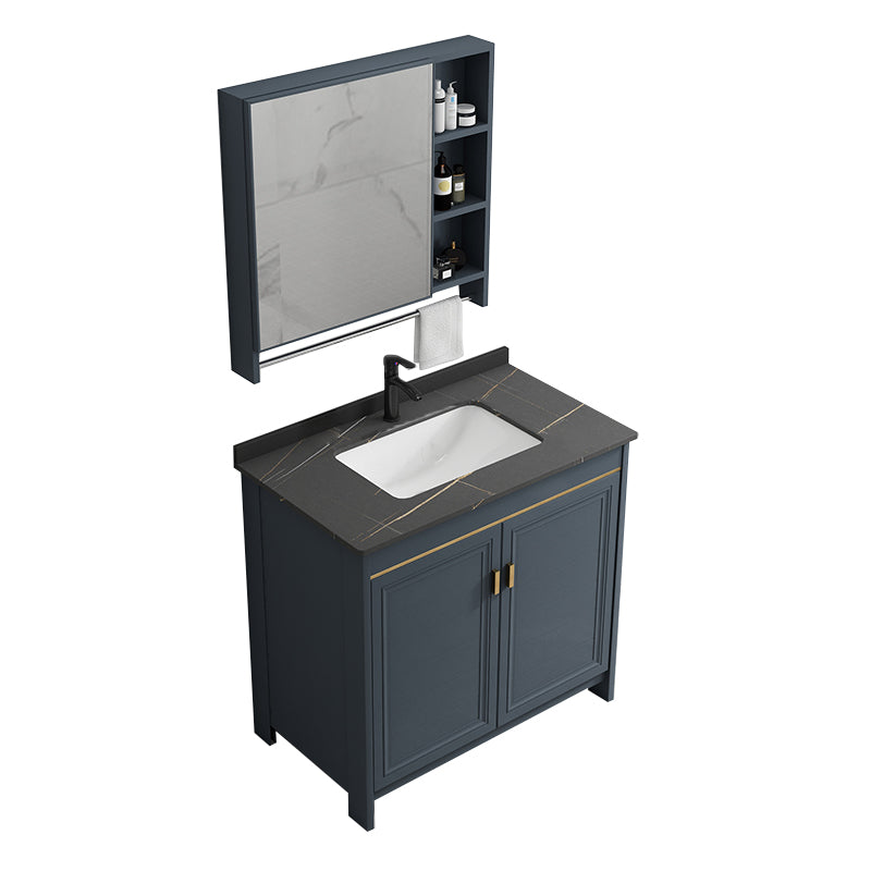 Freestanding Bathroom Vanity Single-Sink Glam Metal Base Rectangular Vanity Set