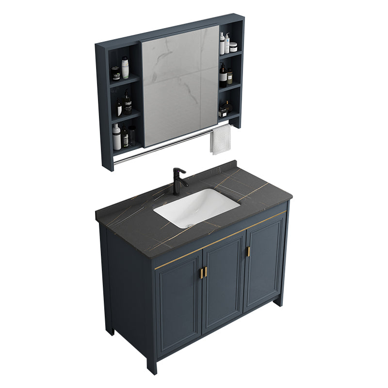 Freestanding Bathroom Vanity Single-Sink Glam Metal Base Rectangular Vanity Set