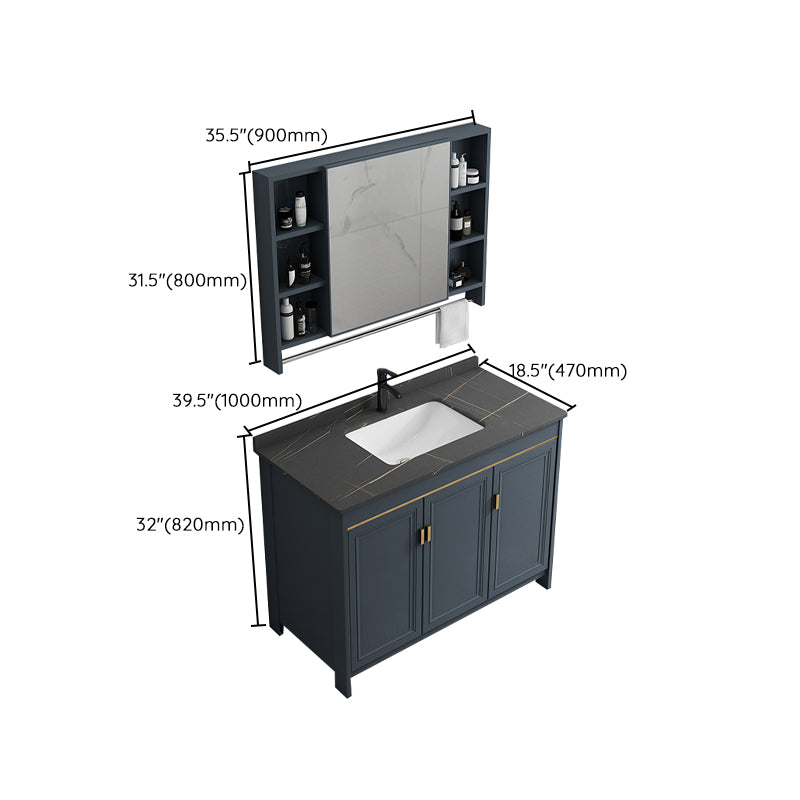 Freestanding Bathroom Vanity Single-Sink Glam Metal Base Rectangular Vanity Set