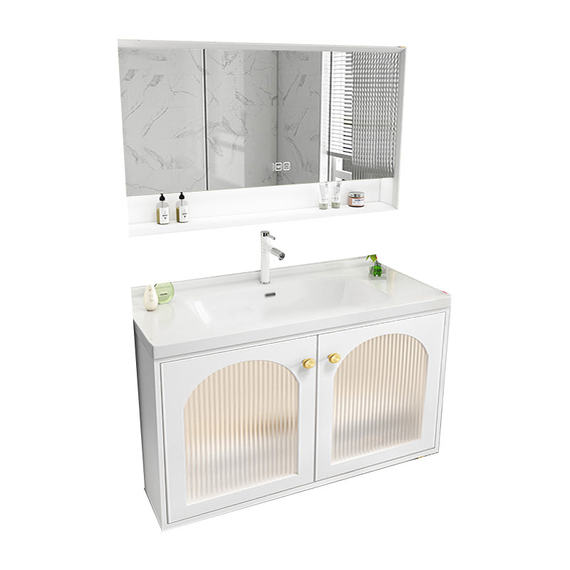 Glam Sink Vanity Single White Rectangular Ceramic Top Bathroom Vanity