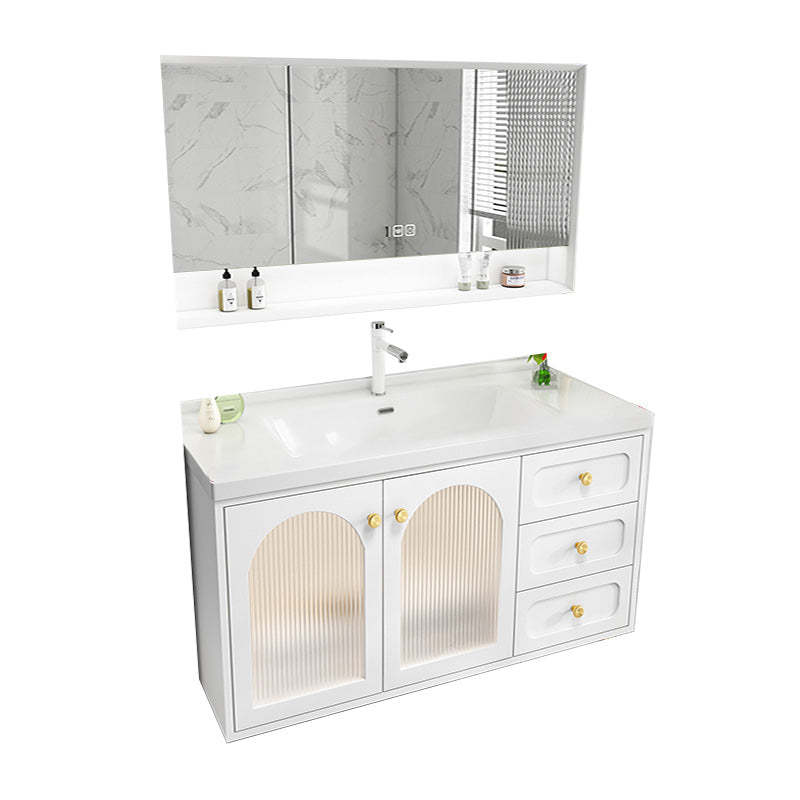 Glam Sink Vanity Single White Rectangular Ceramic Top Bathroom Vanity