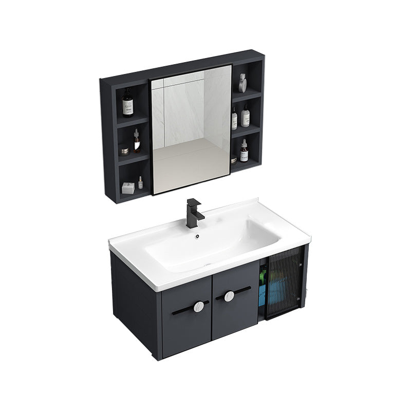 Modern Metal Frame Bath Vanity Single Rectangular Freestanding Vanity