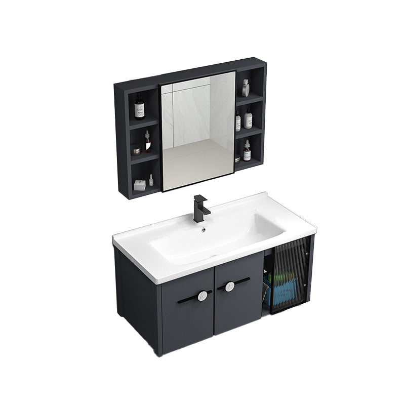 Modern Metal Frame Bath Vanity Single Rectangular Freestanding Vanity