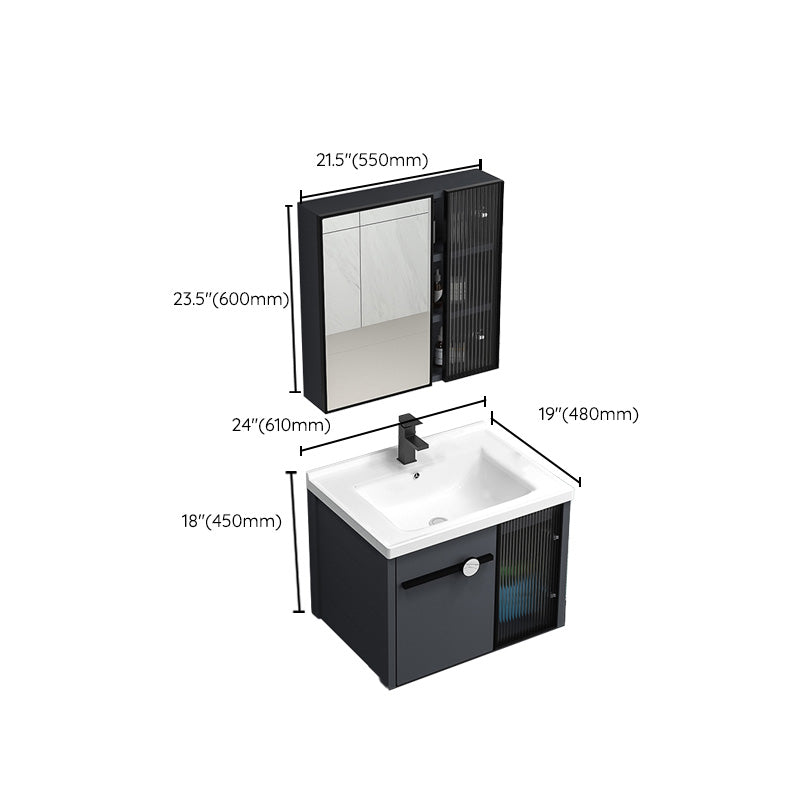 Modern Metal Frame Bath Vanity Single Rectangular Freestanding Vanity