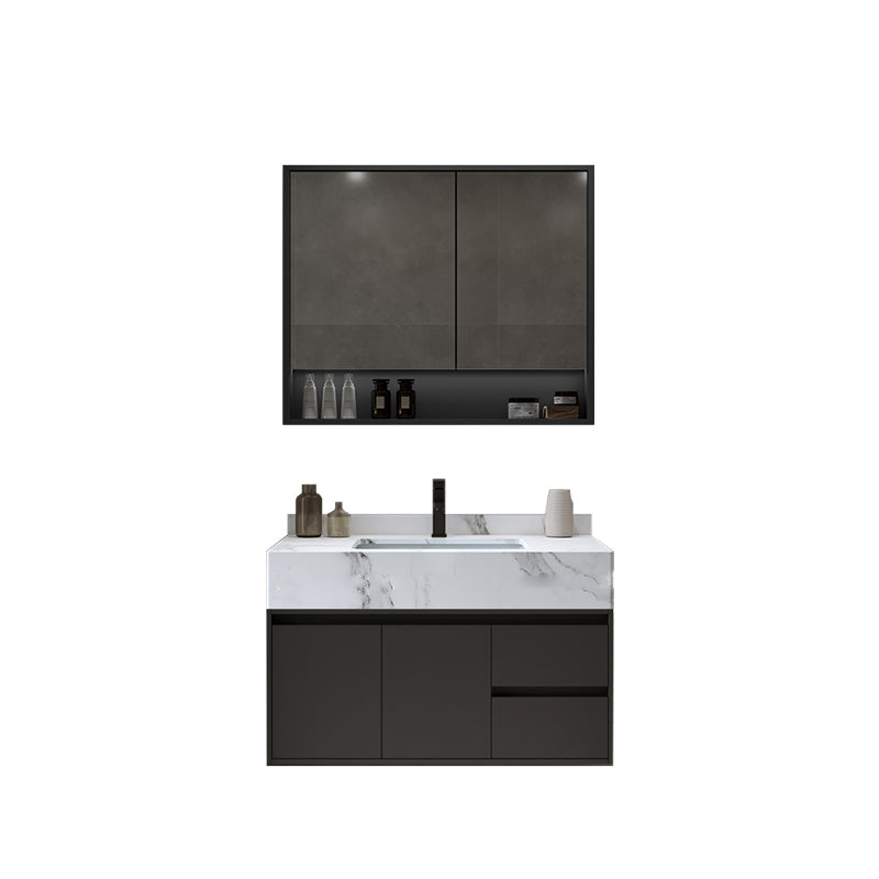 Modern Wall Mount Bathroom Sink Vanity Wood Sink Vanity with Mirror