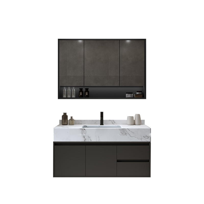 Modern Wall Mount Bathroom Sink Vanity Wood Sink Vanity with Mirror