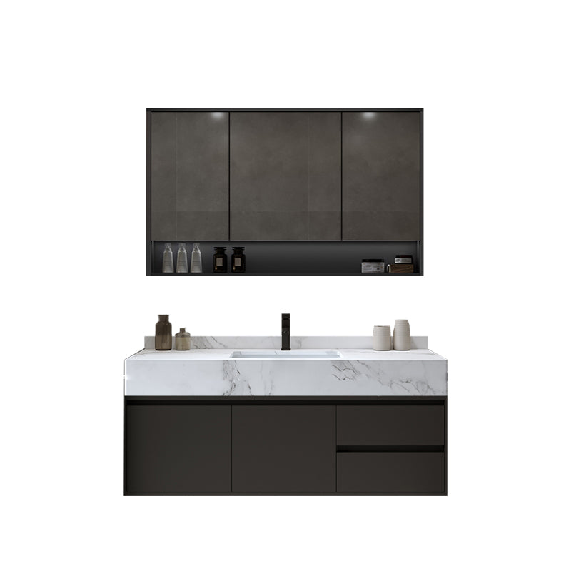 Modern Wall Mount Bathroom Sink Vanity Wood Sink Vanity with Mirror