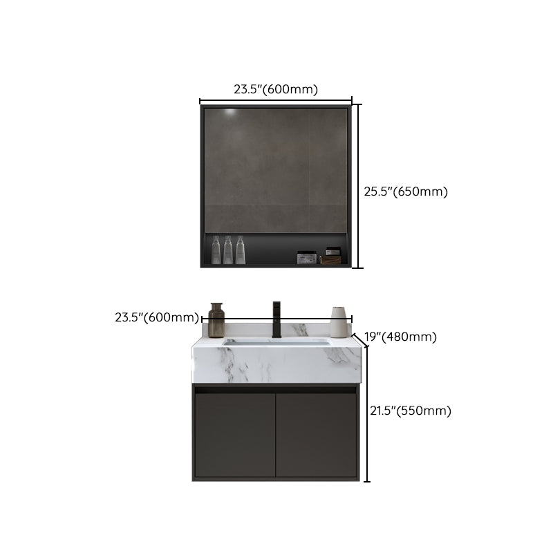 Modern Wall Mount Bathroom Sink Vanity Wood Sink Vanity with Mirror