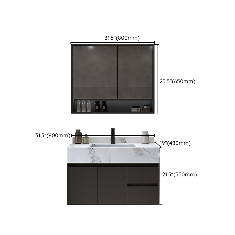 Modern Wall Mount Bathroom Sink Vanity Wood Sink Vanity with Mirror