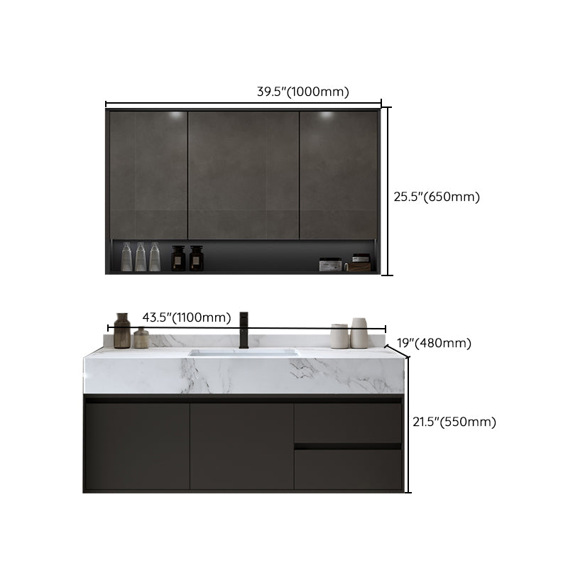 Modern Wall Mount Bathroom Sink Vanity Wood Sink Vanity with Mirror