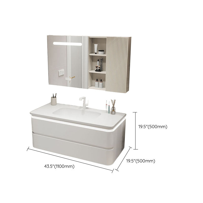 Wall Mount Modern Bathroom Vanity Set with Mirror Faucet Sink