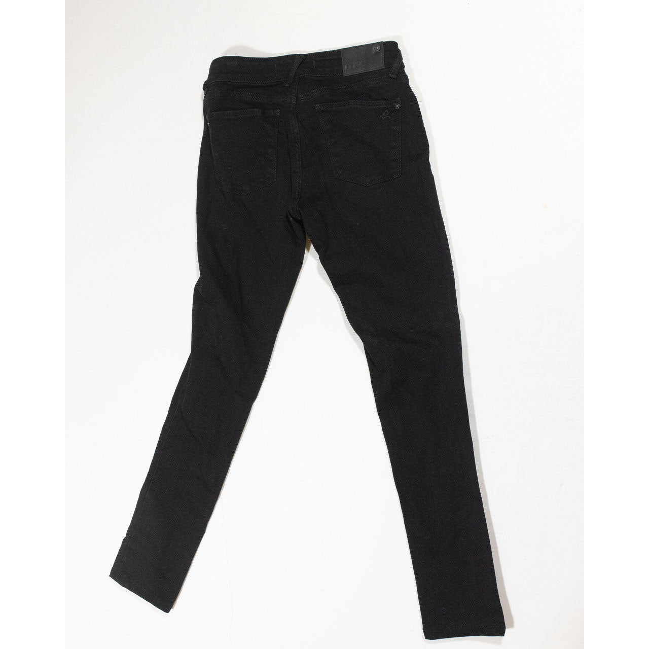 DL1961 Amanda Skinny Cotton Stretch Mid Rise Fragment Solid Black Jeans 25