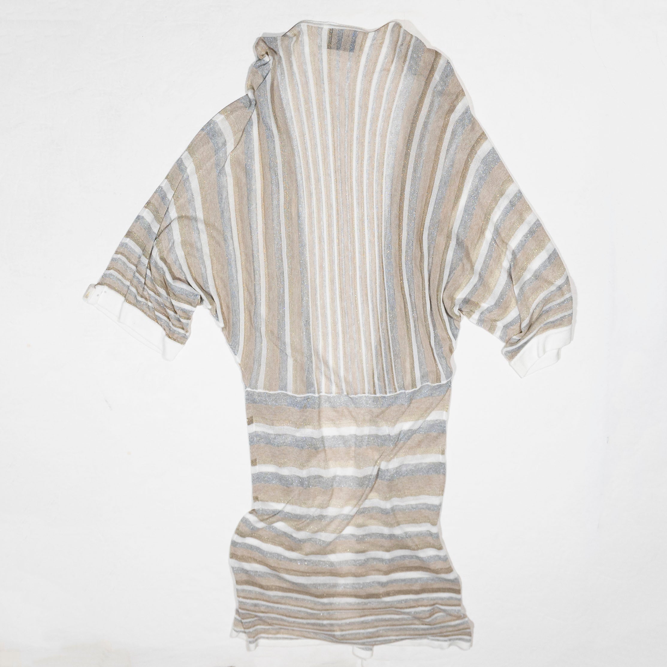 Daniela Dallavalle Elisa Cavaletti Made In Italy Metallic Stripe Knit Cardigan