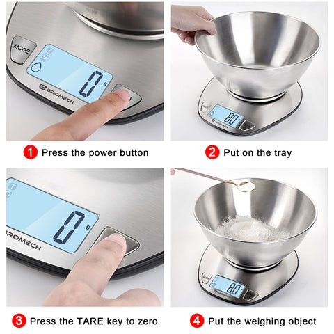 BROMECH Food Scale with Bowl use