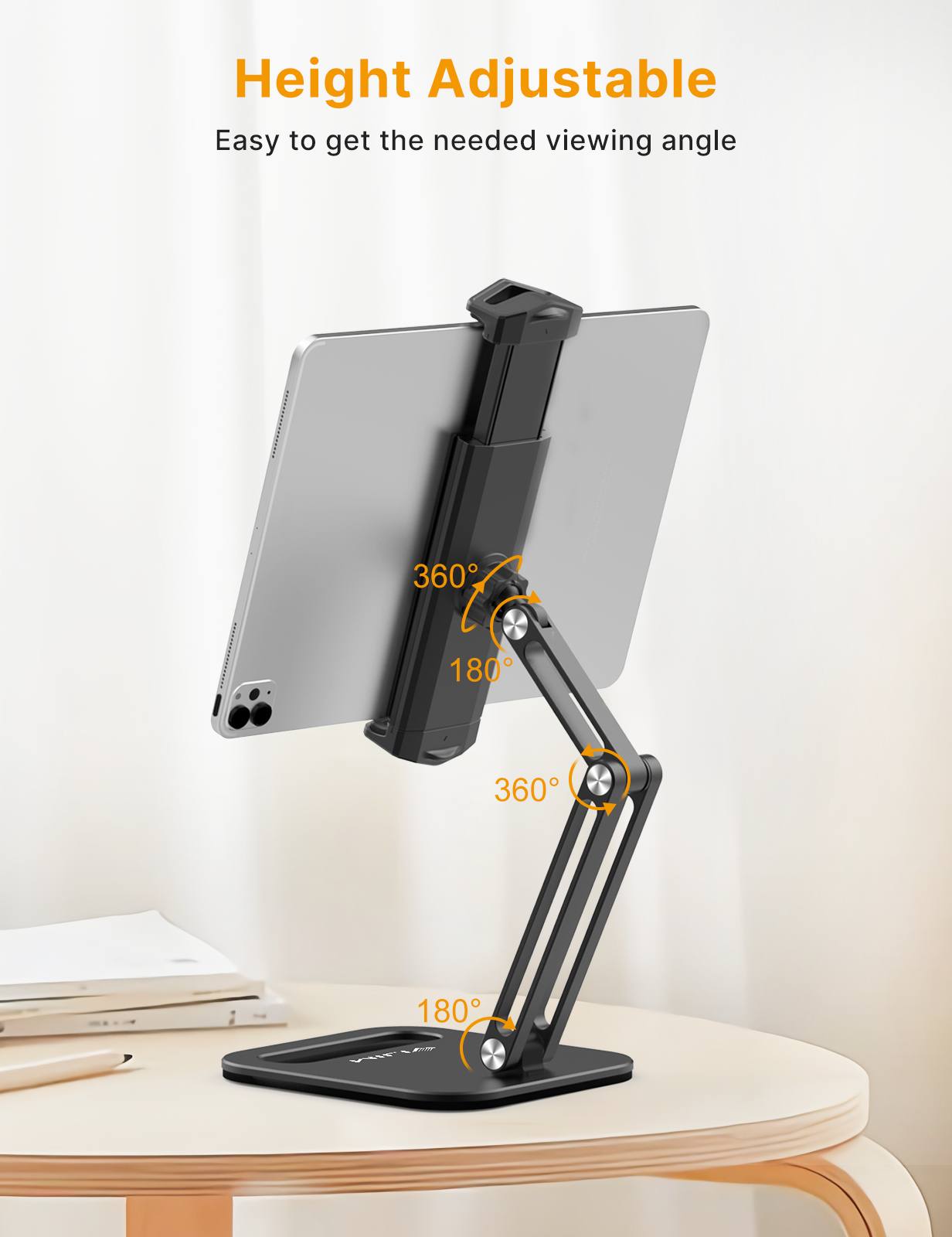 New Tablet Stand Desk Height Adjustable Aluminum Ipad Stand Holder Foldable  360 Rotation Desktop Tablet Stand Holder Mount