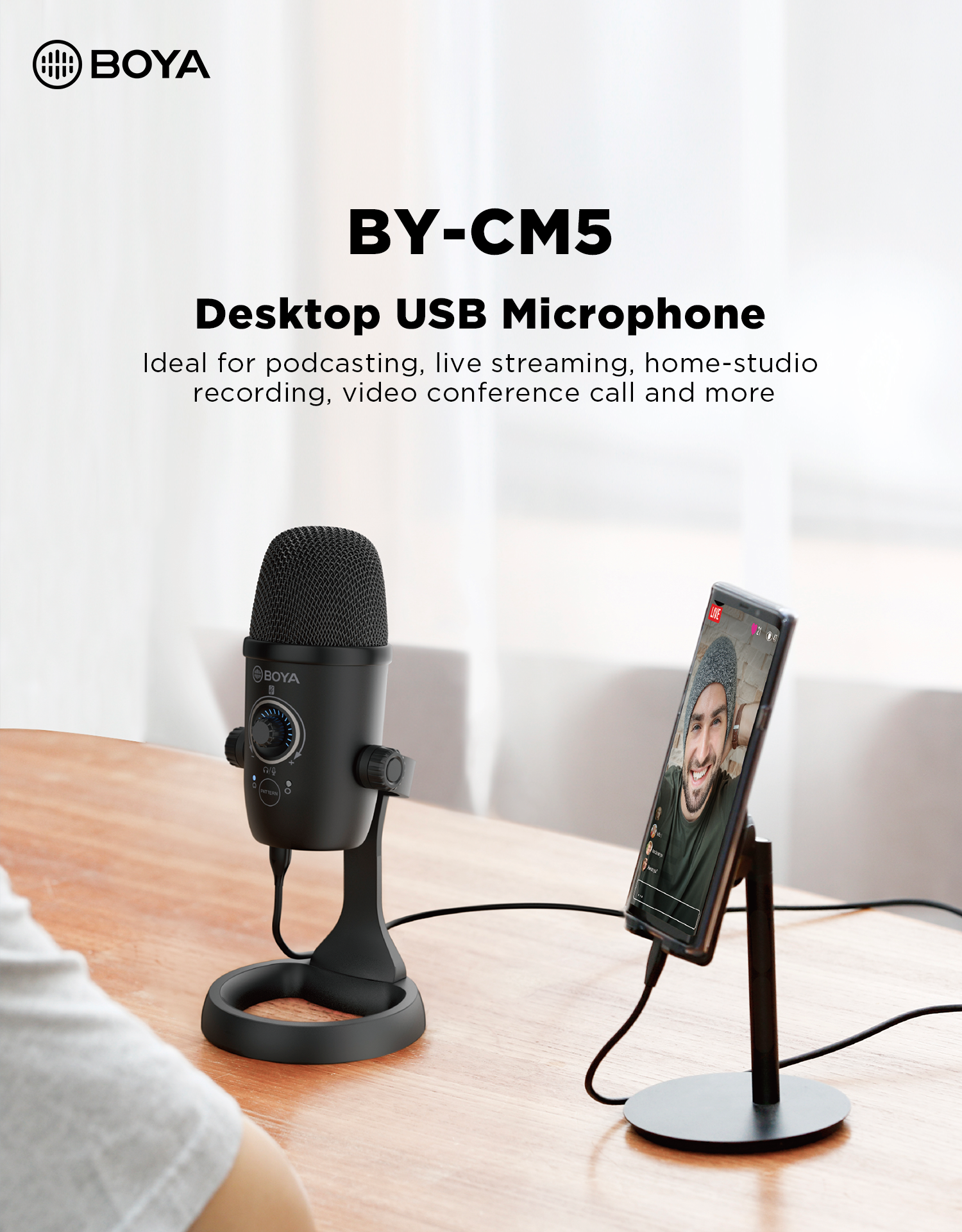 BOYA USB Streamming/Podcasting Switchable Cardioid/Omni 