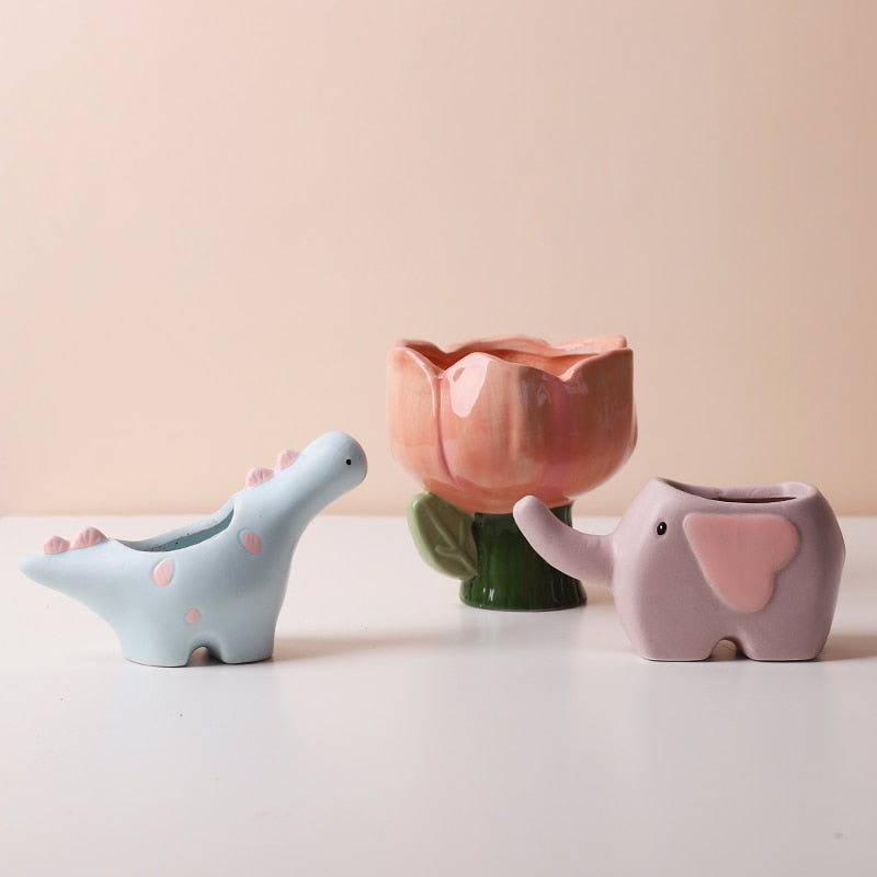 Cute pastel ceramic succulents planters