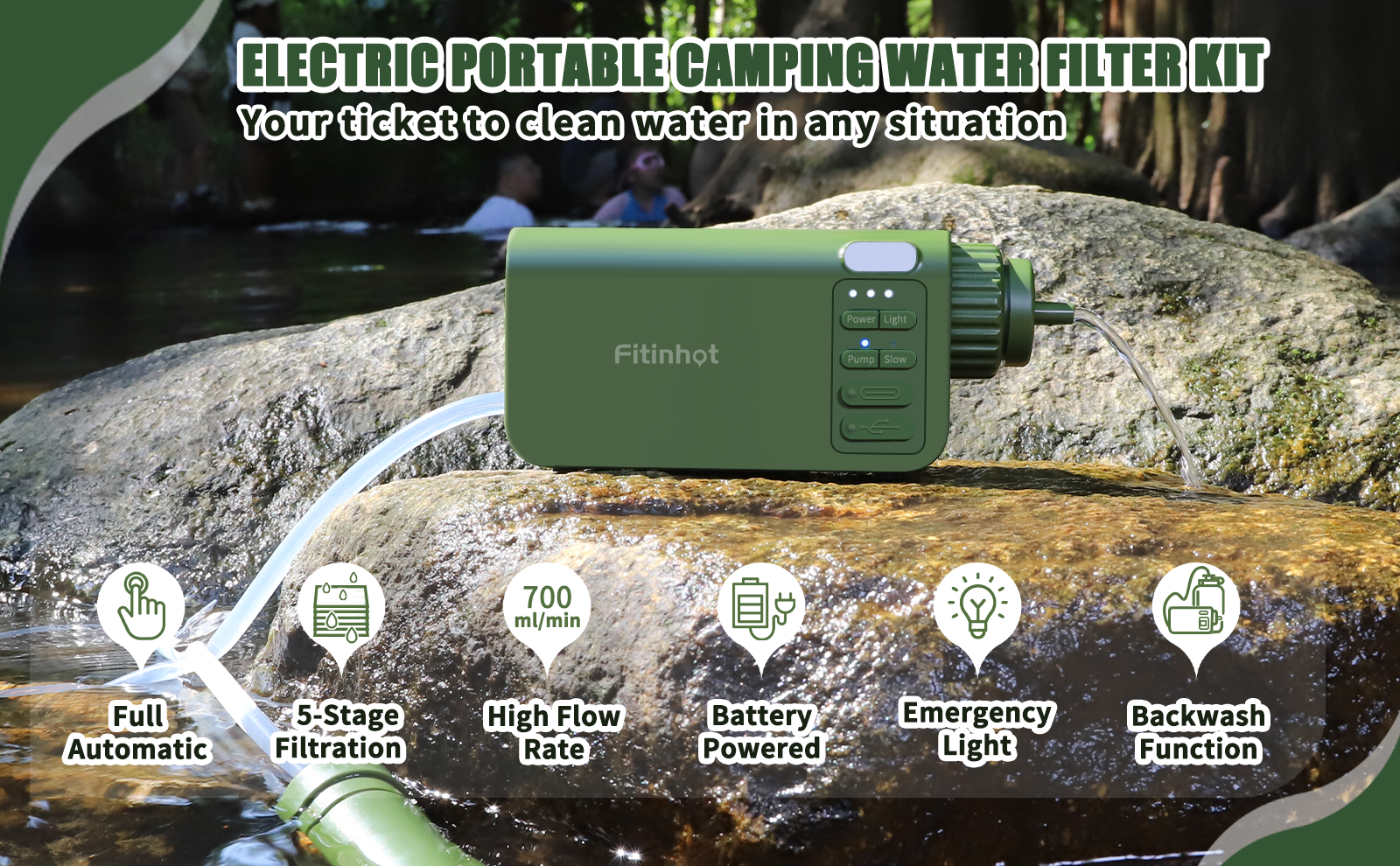 ELECTRIC PORTABLE CAMPING WATERFILTERKAN