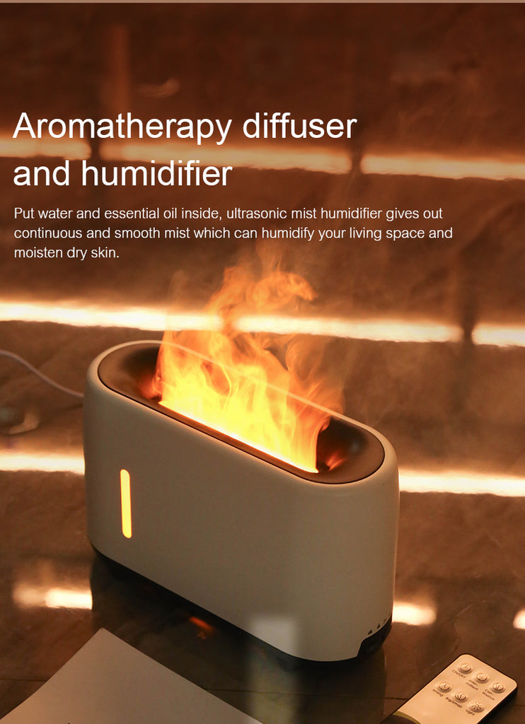 Flame Humidifier Essential Oil Aroma Diffuser With Remote Control RGB