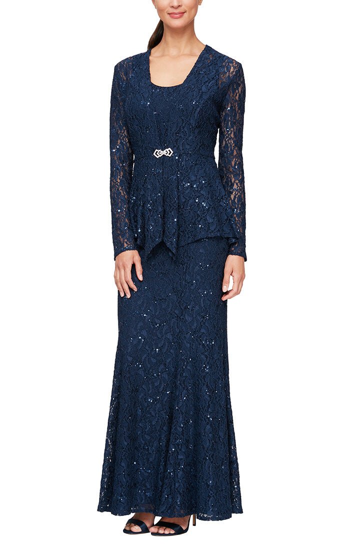 *Fit & Flare Lace Jacket Dress