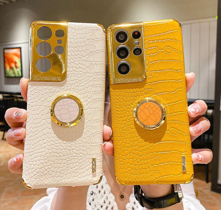 Luxury Leather Magnetic Ring Holder Phone Case For Samsung Galaxy S21 Series