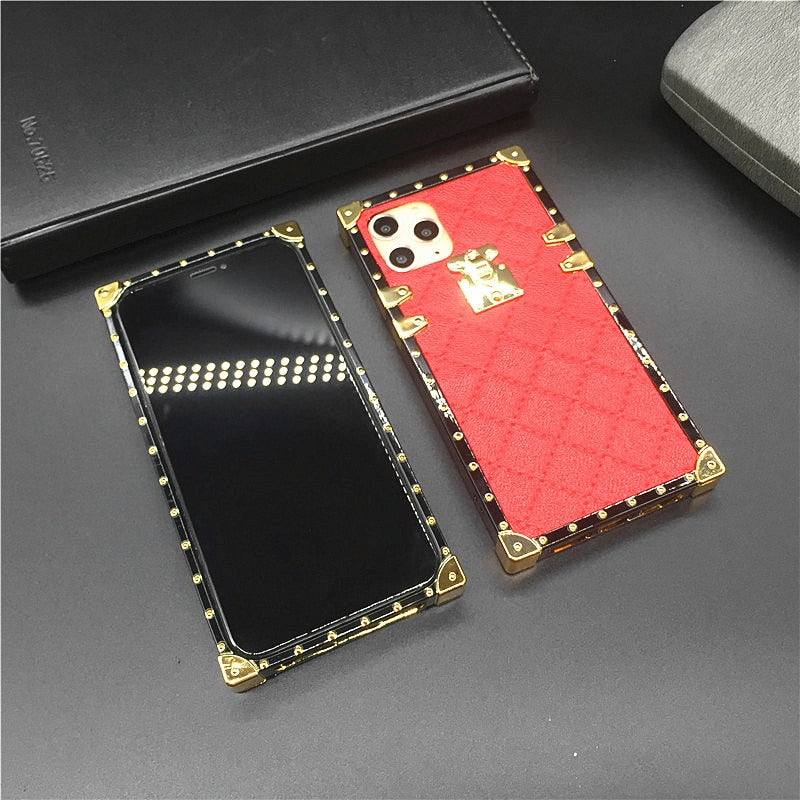 Luxury Square Plaid Cover Leather Phone Case For iPhone 11, iPhone 11 Pro, iPhone 11 Pro Max